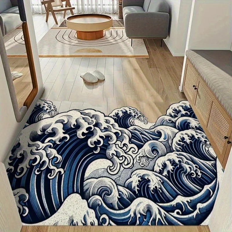 Printed Rug Abstract - Ковер VIKAMA с абстрактным волнообразным дизайном,