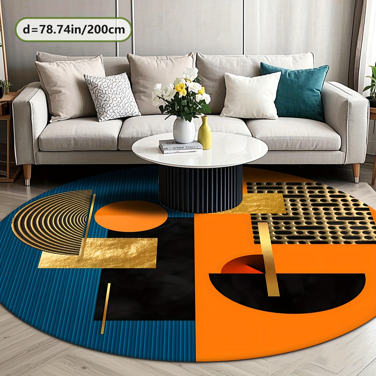 Оранжево-синий золотой абстрак – обзор и цена Printed Rug Abstract