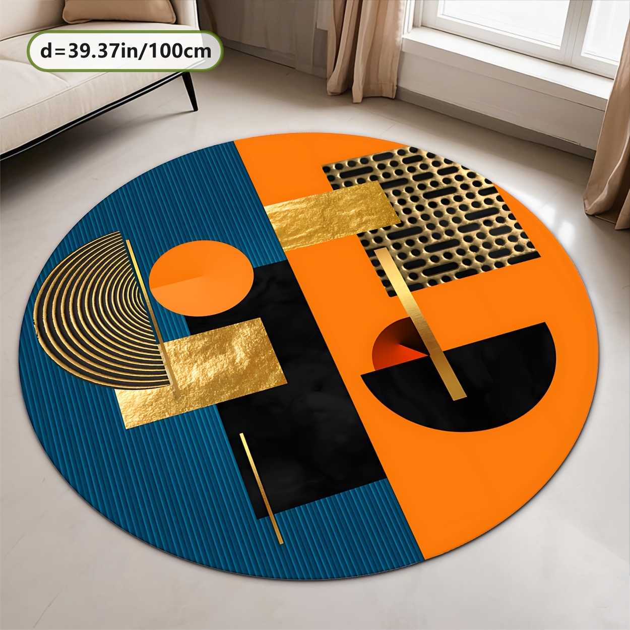 Оранжево-синий золотой абстрак – обзор и цена Printed Rug Abstract